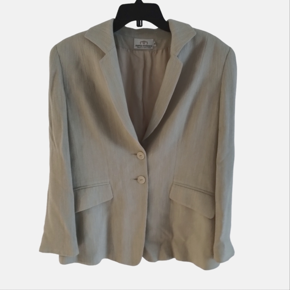 Marisa Minicucci Viscose/ Poly Jacket Blazer Double Button Padded Lined Size 14